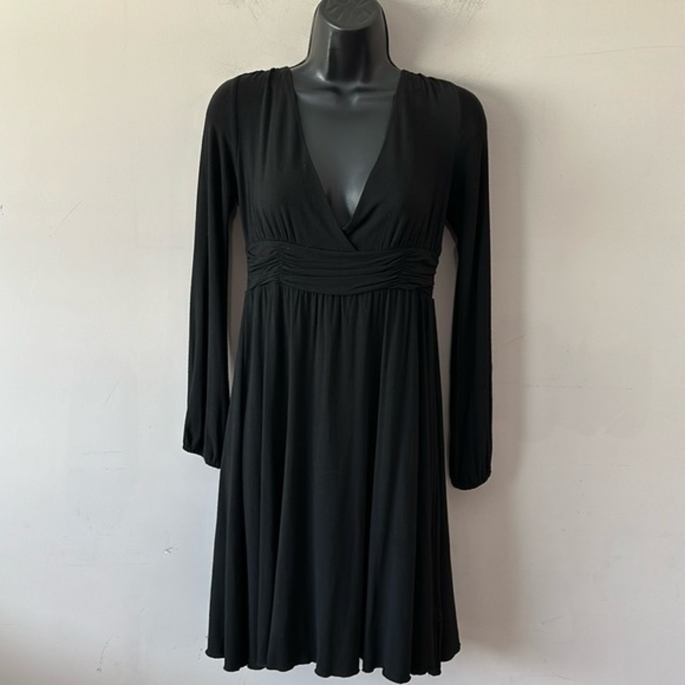 Shine Ruched v neck front and back Mini Dress - Black size small